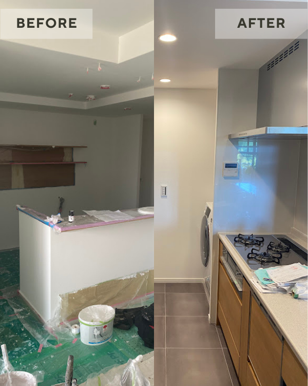 暗くて使いづらかったキッチンを、光が入るモデルルームのような空間へ